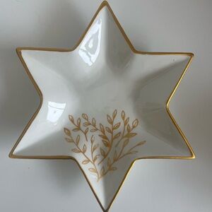 Gold and White Star of David Shaped Dish